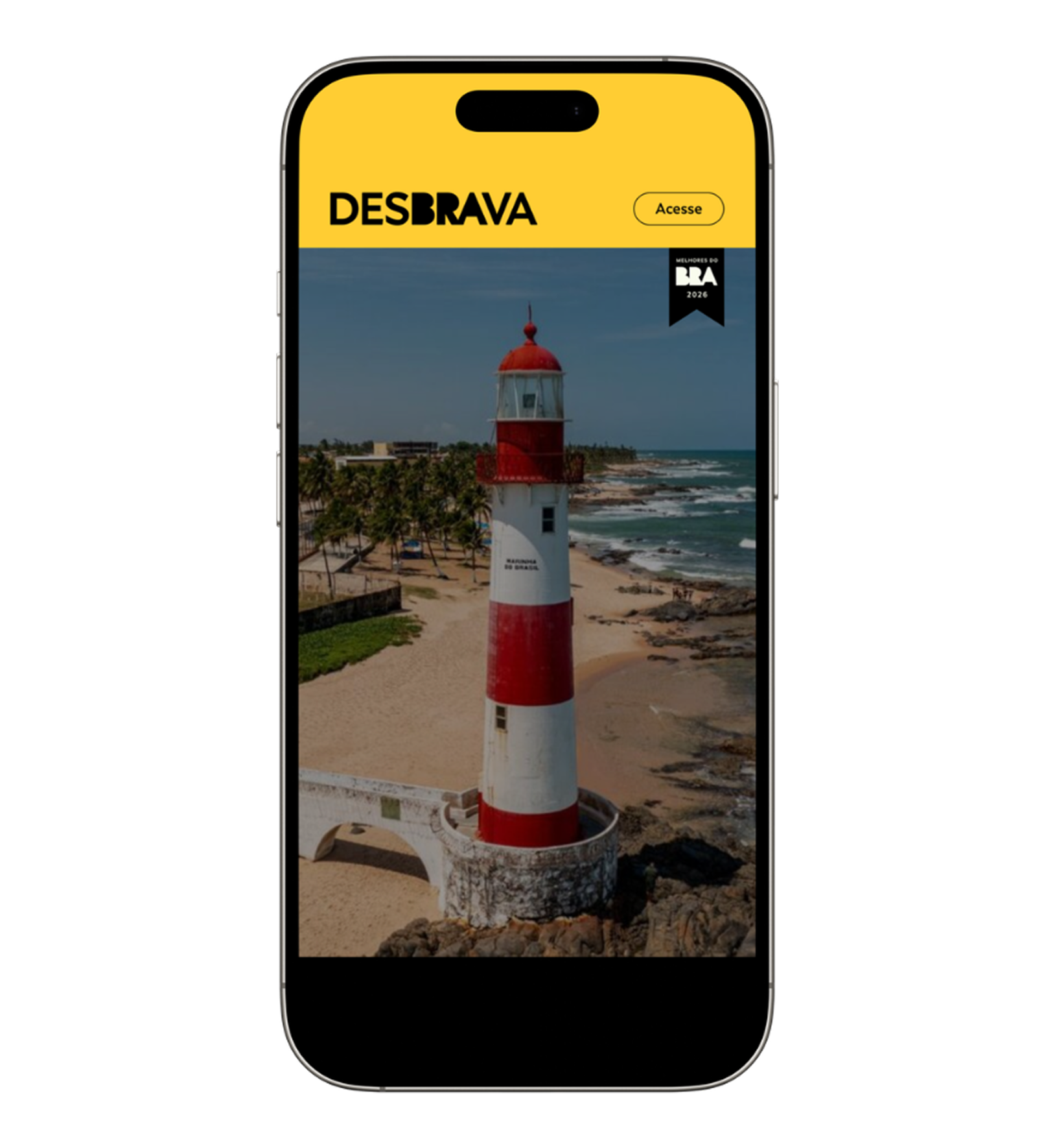 Aplicativo Desbrava em um smartphone